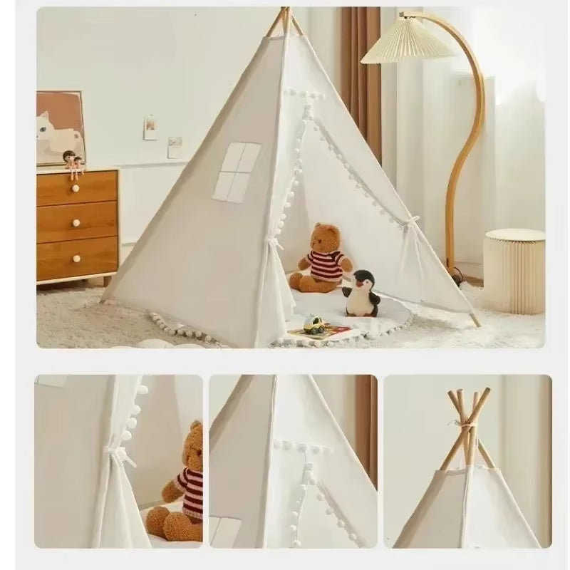 1.6M Kids Tents Play House Wigwam for Children Portable Child Tipi Tents Teepee Toddler Girl and Boy Ball Pit Castle Play Room