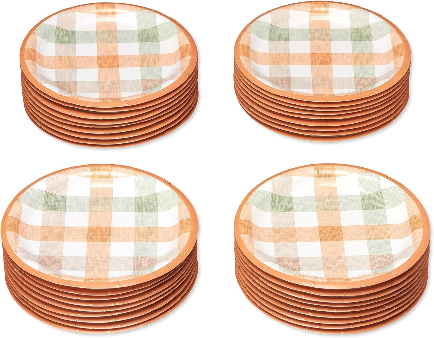 36-Count 7 In. Dessert Plates, Plaid Thanksgiving Party Supplies