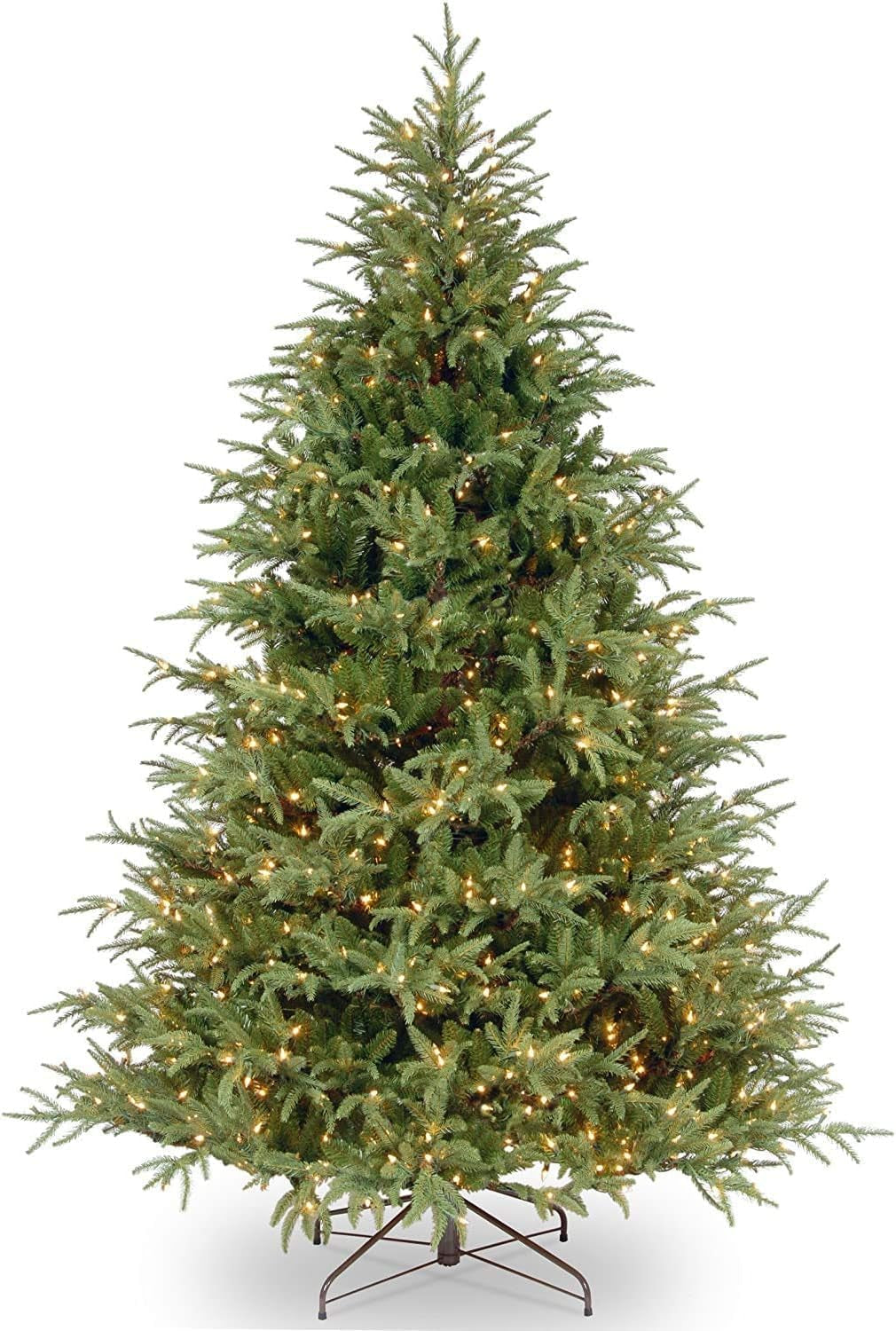 Pre-Lit 'Feel Real' Artificial Full Christmas Tree, Green, Frasier Grande, White Lights, Includes Stand, 7.5 Feet