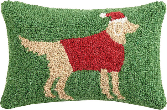 Christmas Golden Retriever Hook Pillow 8X12