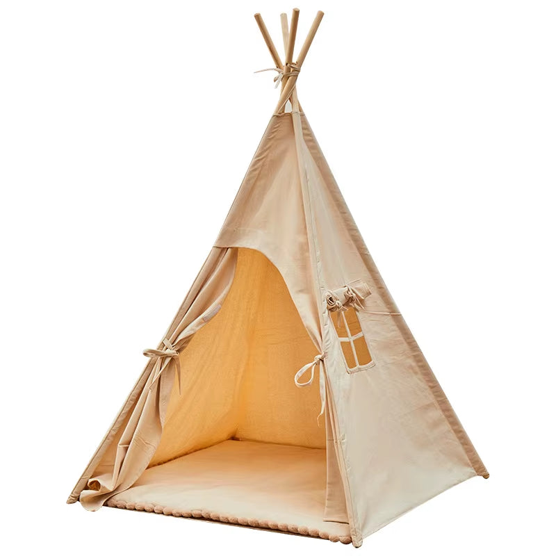 Portable Teepee Tent Large Play House for Children Tents Kids Canvas Indian Play Tent Wigwam Child Tipi Room Decoration