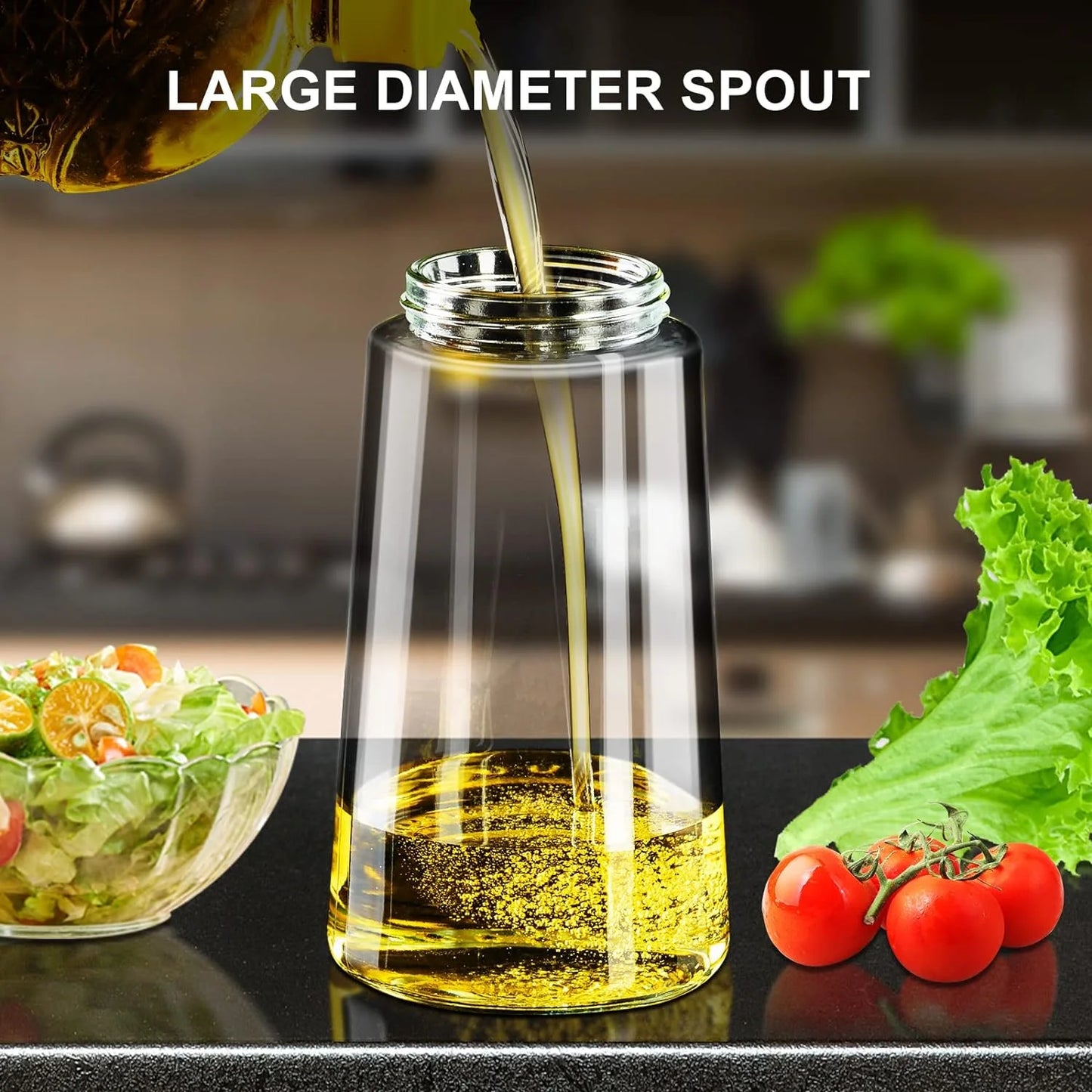 16Oz 2-Pack Oil Dispenser Bottle for Kitchen - 2 in 1 Olive Oil Dispenser and Oil Sprayer - 470Ml Olive Oil Bottle - Oil Sprayer for Cooking, Kitchen, Salad, Barbecue Black Utensils