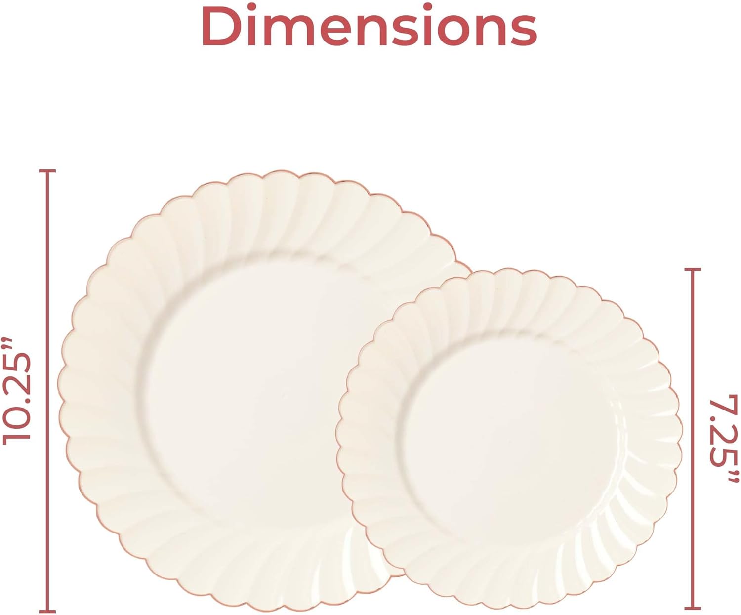 HEAVYWEIGHT 60 PC Scalloped Ivory and Gold Plates | Perfect Thanksgiving Plates, Fall Plates and Friendsgiving Plates | High End Disposable Plates | 30 Dinner Plates & 30 Dessert Plates