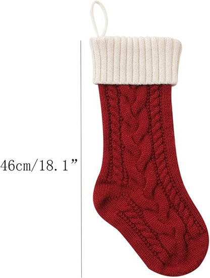 Christmas Stocking,Window Glass Decoration Christmas Decorations Christmas Socks Gift Bag Children'S Candy Indoor Family Holiday Party Christmas Decor Knitting Stockings Wood Decorative Beads Large