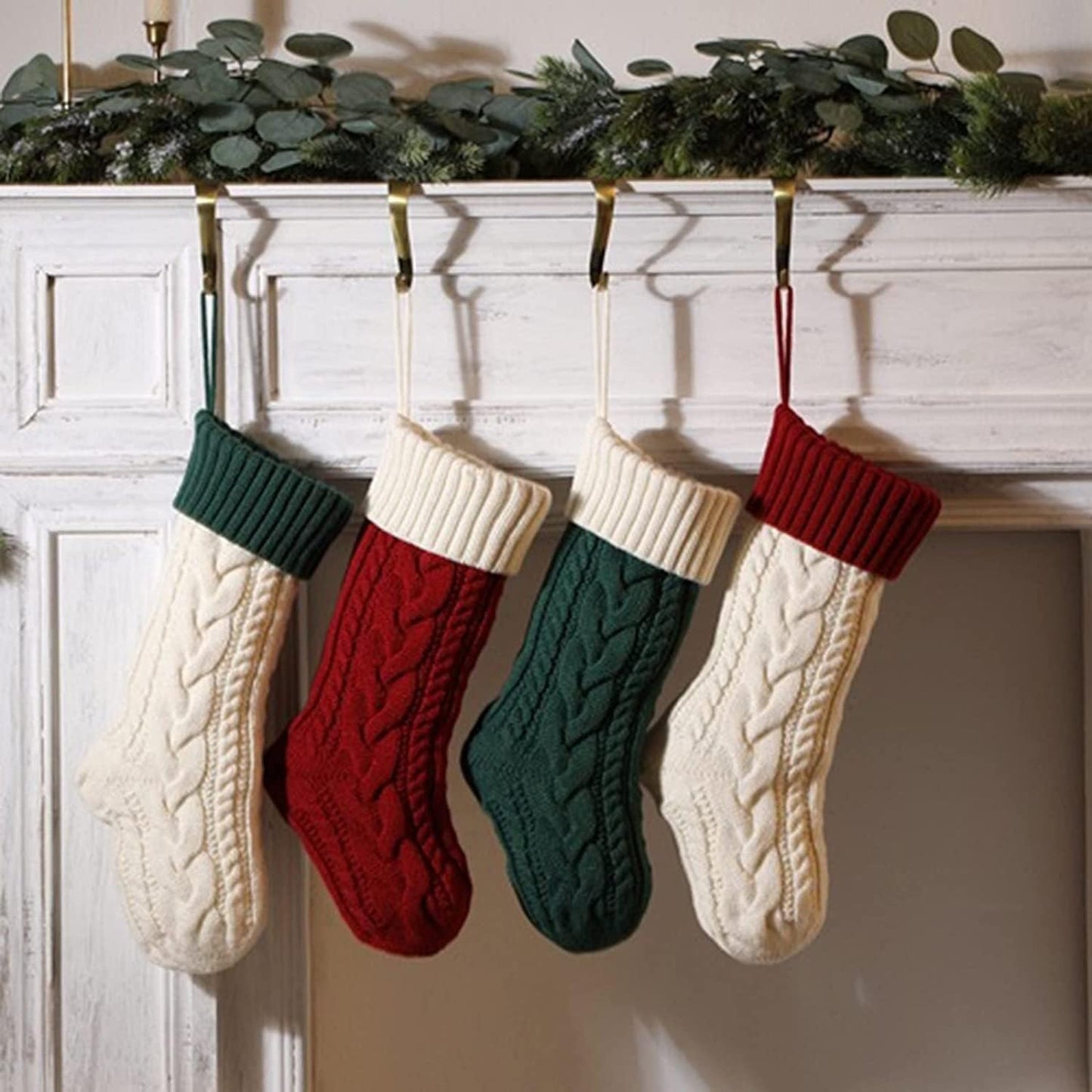 Christmas Stocking,Window Glass Decoration Christmas Decorations Christmas Socks Gift Bag Children'S Candy Indoor Family Holiday Party Christmas Decor Knitting Stockings Wood Decorative Beads Large