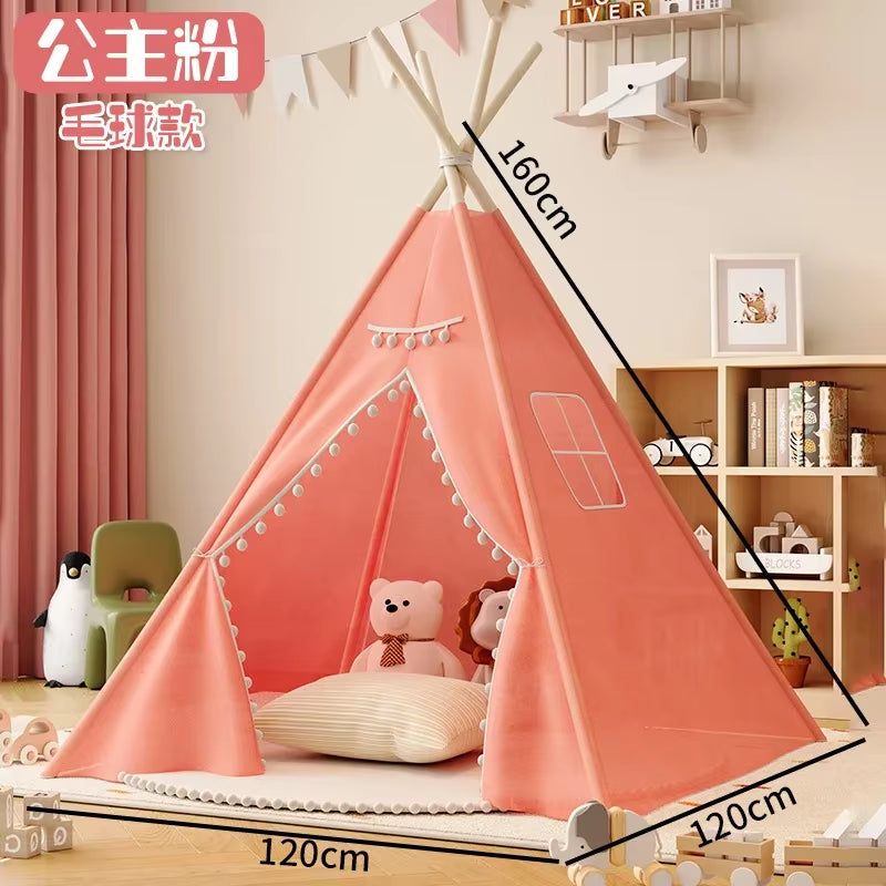 1.6M Kids Tents Play House Wigwam for Children Portable Child Tipi Tents Teepee Toddler Girl and Boy Ball Pit Castle Play Room