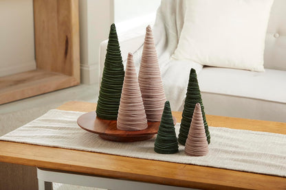 Emerald Velvet Cones Set of 3, Modern Decor, Deep Green, Christmas Entryway, Rustic Winter Home, Minimalist, Tree Figurines (Emerald)