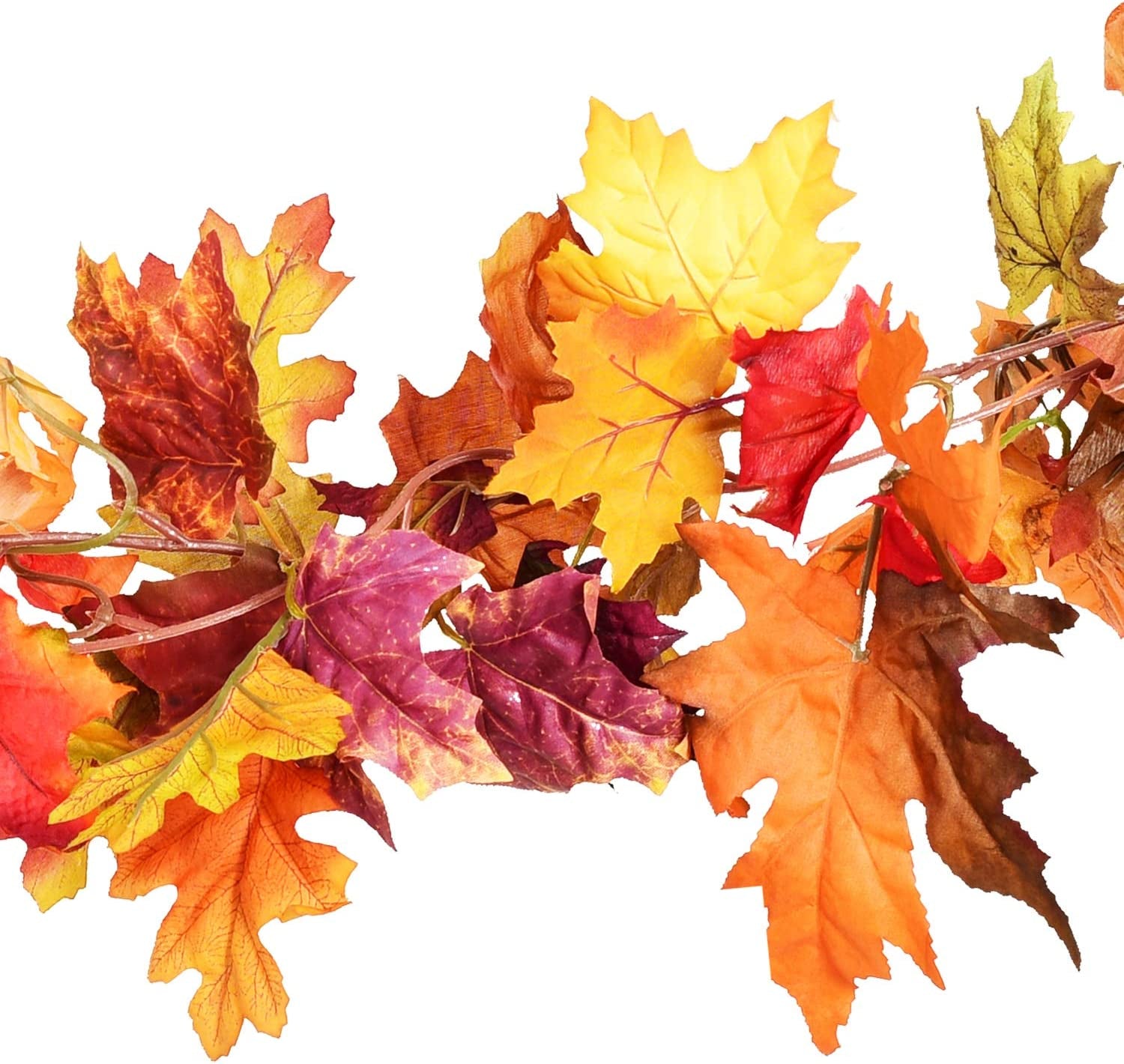 2 Pack Fall Garland Maple Leaf, 5.9Ft/Piece Hanging Vine Garland Artificial Autumn Foliage Garland Thanksgiving Decor for Home Wedding Fireplace Party Christmas (Orange)