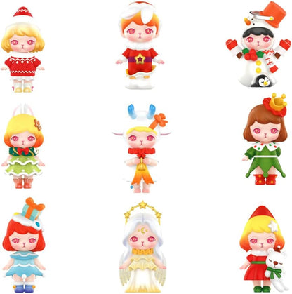 Bunny Christmas Series 9PC Action Figure Blind Box Toy Box Bulk Popular Collectible Random Art Toy Hot Toys Cute Figure Creative Gift, for Christmas Birthday Party Holiday