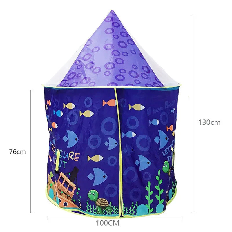 Purple Play Tent Tunnel Cartoon Ocean Series Game House Ball Pool Pits Portable Foldable Outdoor Sports Basket Toys for Children