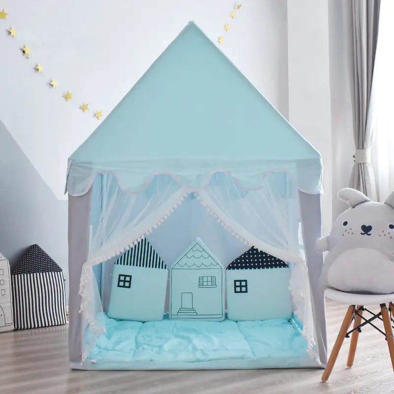 [TML] Indoor Game Room Children Tent Include Colored Lights, Fence, Mat Kids Playhouse Princess Castle Play House Girl Gift