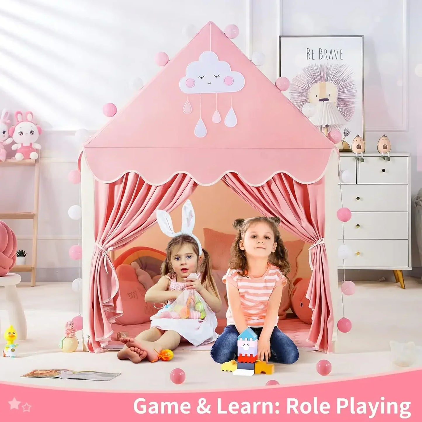 Large Capacity Children'S Tents Princess Castle Kids Outdoor Indoor Play House Children Gift Decoration Game Tent for Boys Girls