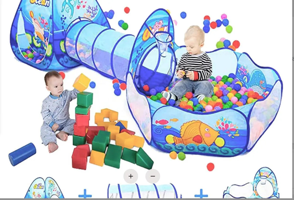 3 in 1 Baby Tent Playpen with Tunnel Children Ball Pool Large Portable Kids Tent Ball Pit Crawling Tunnel Kid Playground House