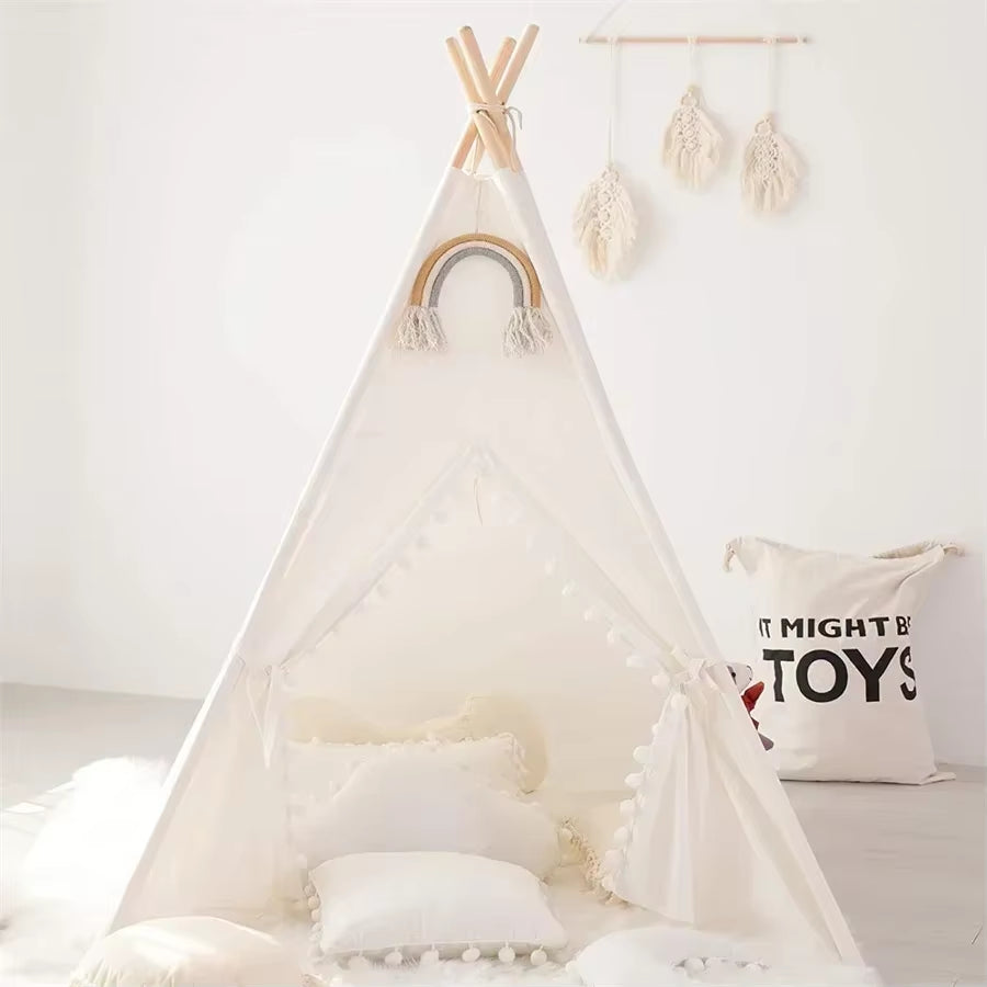 1.6M Kids Tents Play House Wigwam for Children Portable Child Tipi Tents Teepee Toddler Girl and Boy Ball Pit Castle Play Room