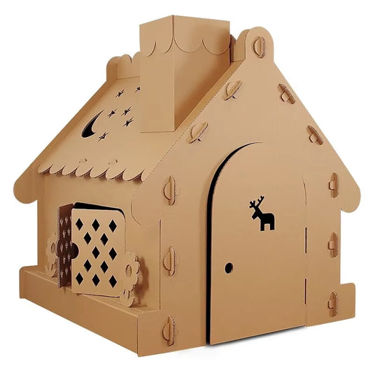 Kids Play Tent Toys Cardboard Playhouse Diy Miniature Dollhouse Kit