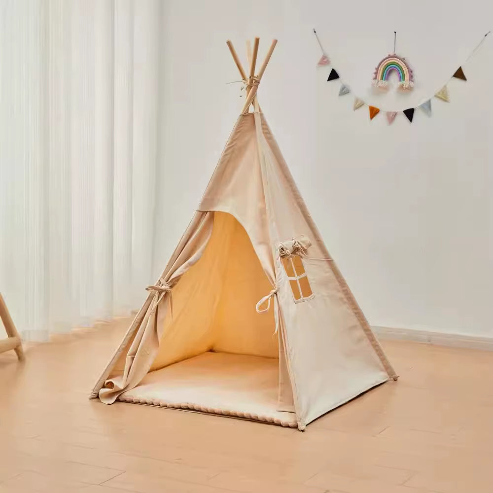 Portable Teepee Tent Large Play House for Children Tents Kids Canvas Indian Play Tent Wigwam Child Tipi Room Decoration