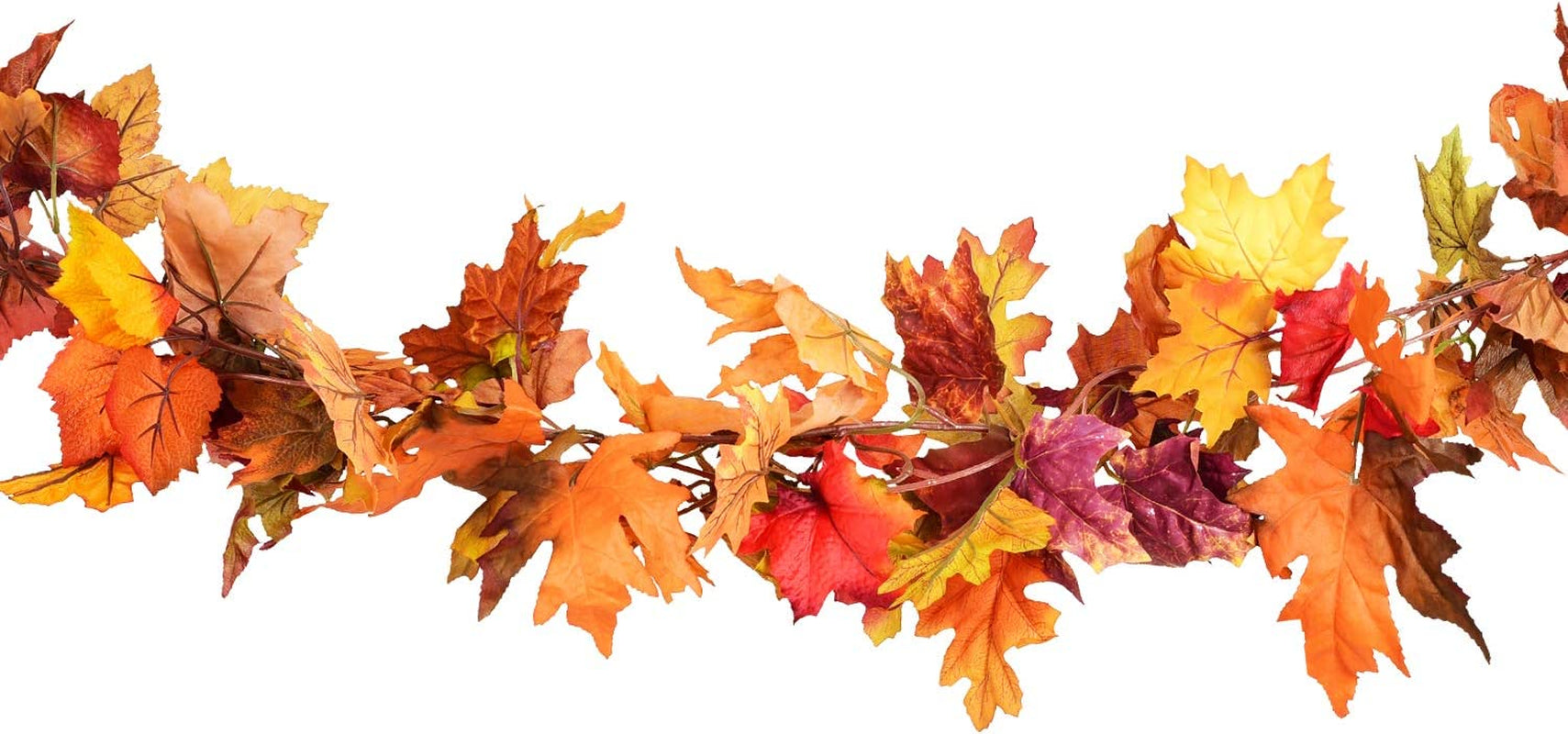 2 Pack Fall Garland Maple Leaf, 5.9Ft/Piece Hanging Vine Garland Artificial Autumn Foliage Garland Thanksgiving Decor for Home Wedding Fireplace Party Christmas (Orange)